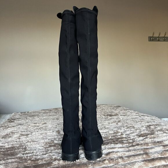 Stuart Weitzman 5050 Black Suede Over The Knee Tall Boots Women 9 M Back Stretch - Picture 6 of 16